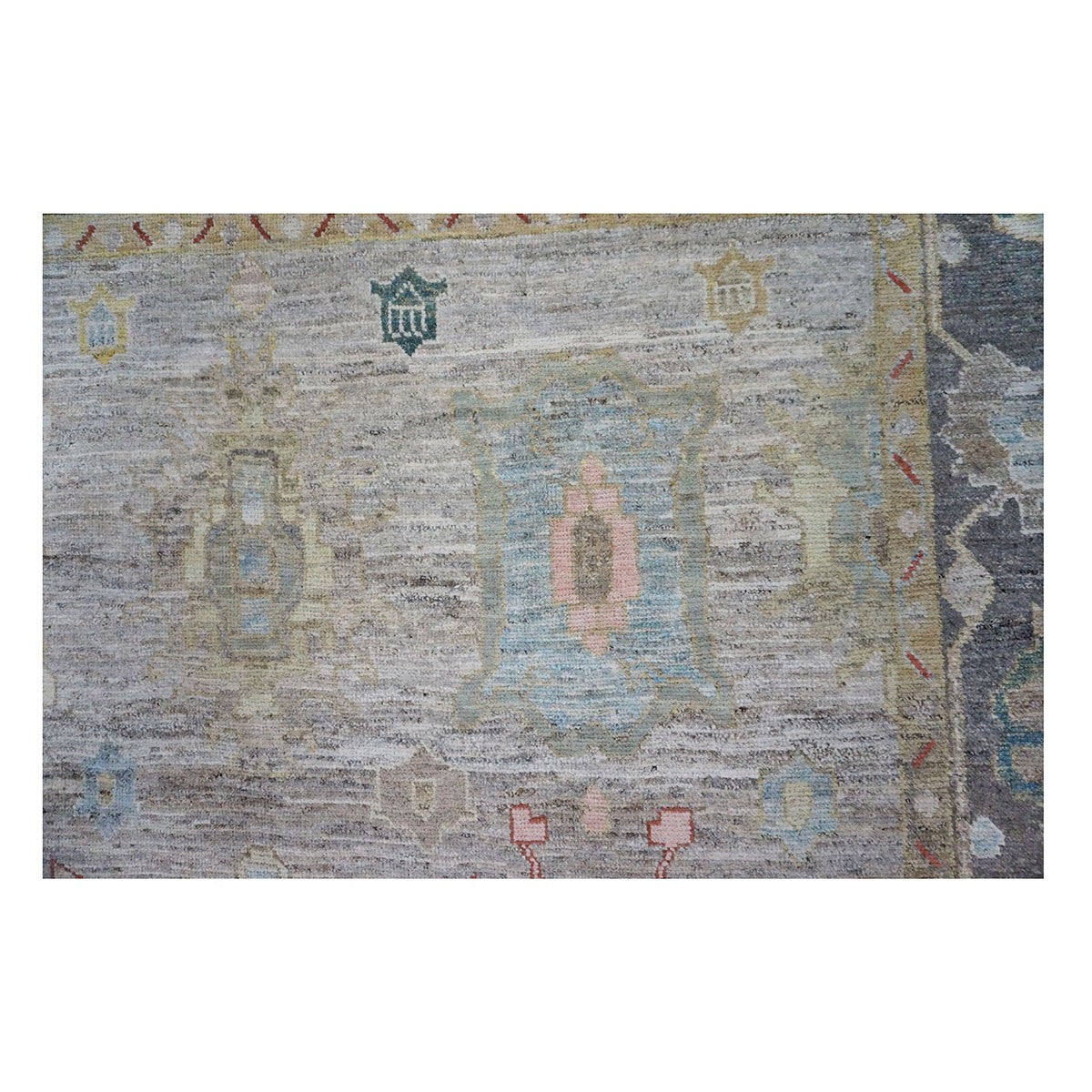 21st Century Turkish Oushak 10X11 Gold, Ivory & Charcoal Handmade Runner Rug #1144083 image 7