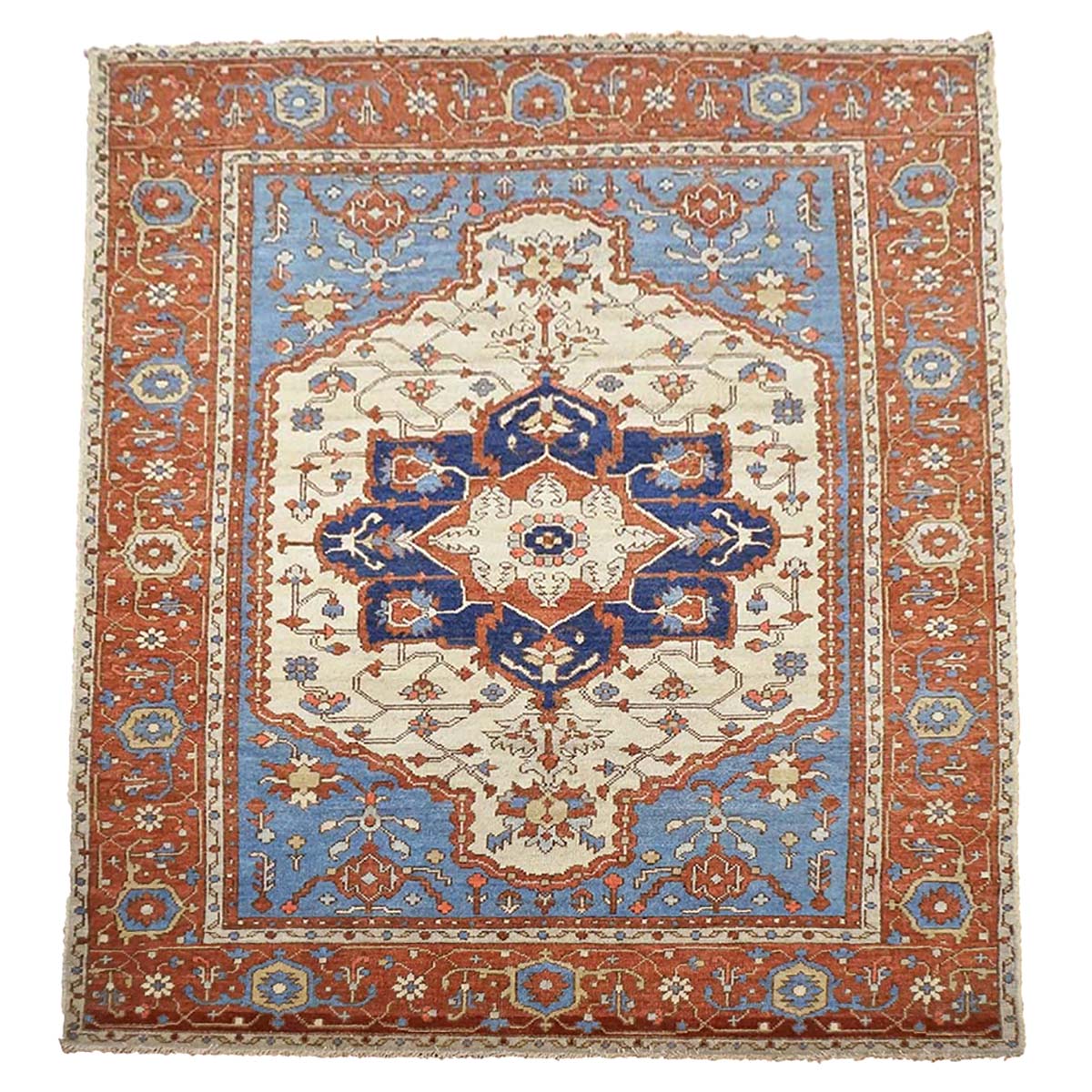 21st Century Serapi 5x7 Rust, Ivory, & Blue Handmade Area Rug #1143113 image 0