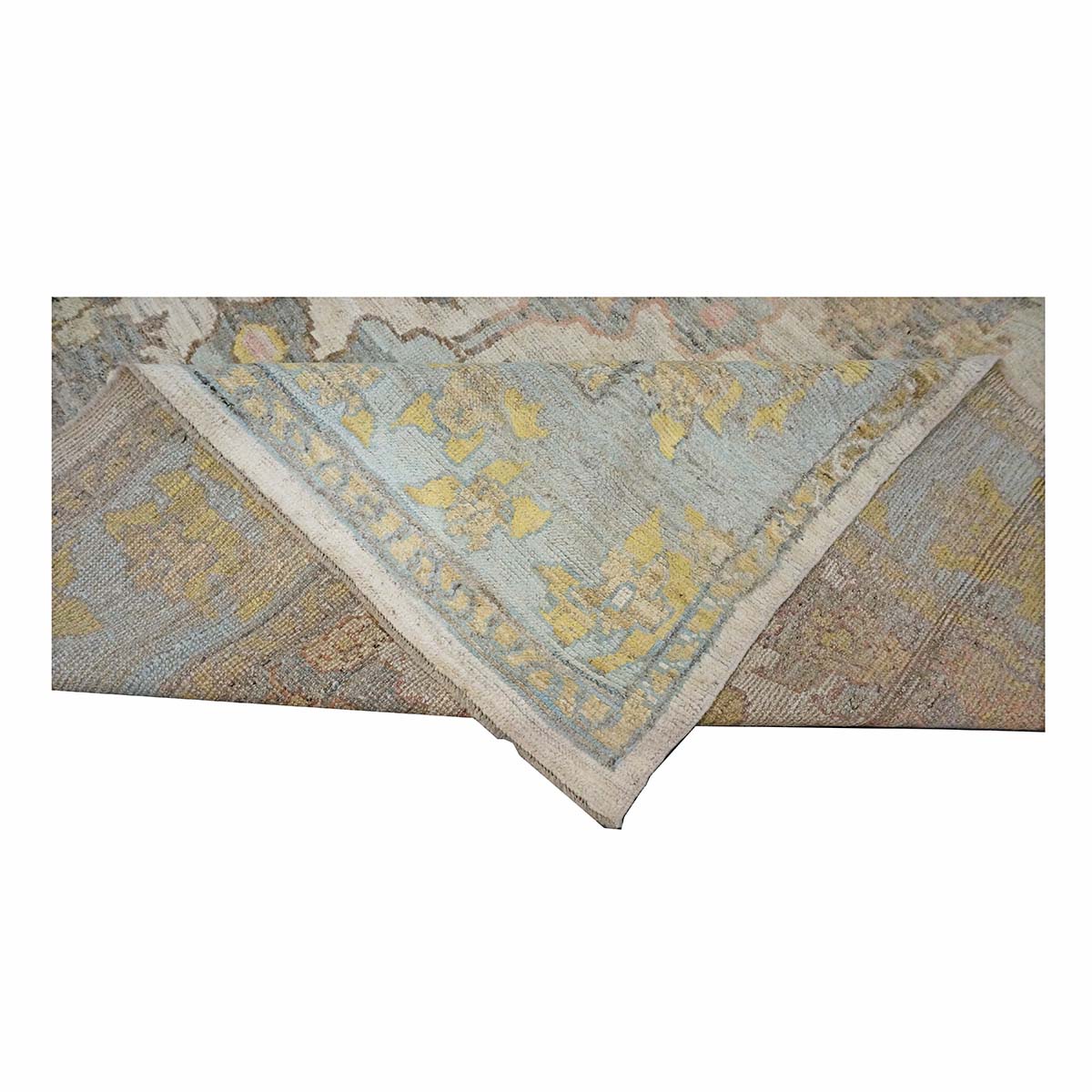 21st Century Turkish Oushak 9X12 Gold, Ivory & Slate Blue Handmade Area Rug #1144133 image 8