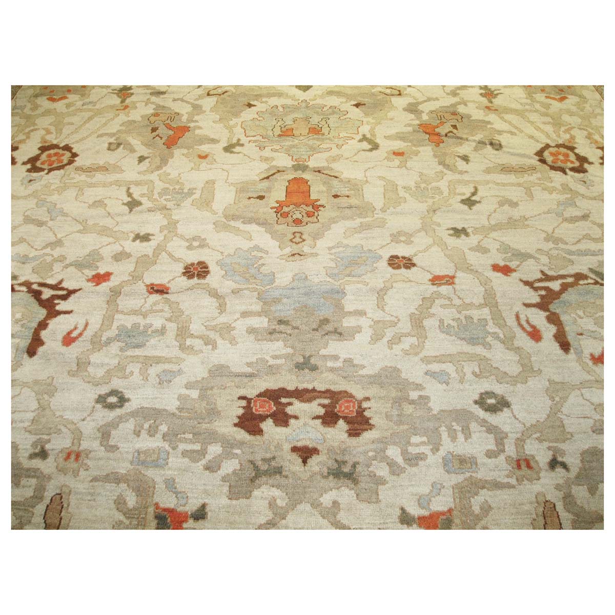 Persian Sultanabad Masters 13x20  Ivory & Tan Handmade Palace Rug #1141427 image 2