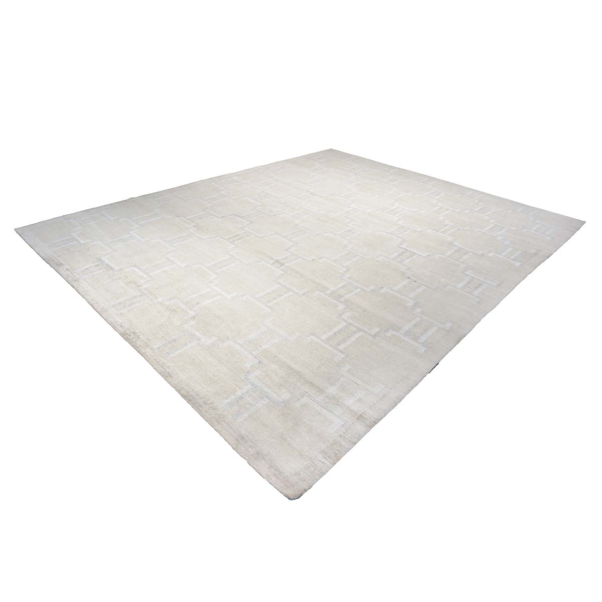 Nepalese Modern Wool & Silk 12X15 Beige, Ivory & Grey Area Rug #1143905 image 2