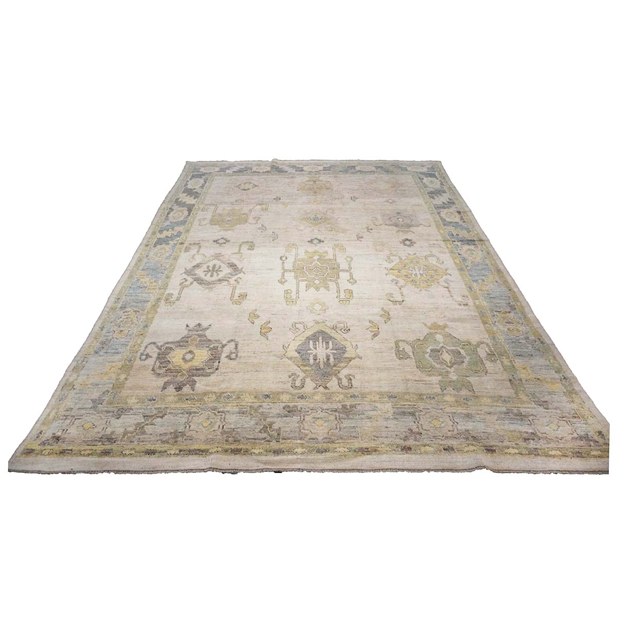 21st Century Turkish Oushak 9X13 Gold, Gray & Ivory Handmade Area Rug #1144138 image 2