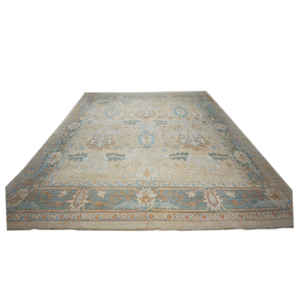 Turkish Donegal 11X15 Tan and Blue Handmade Area Rug #1140234 image 3