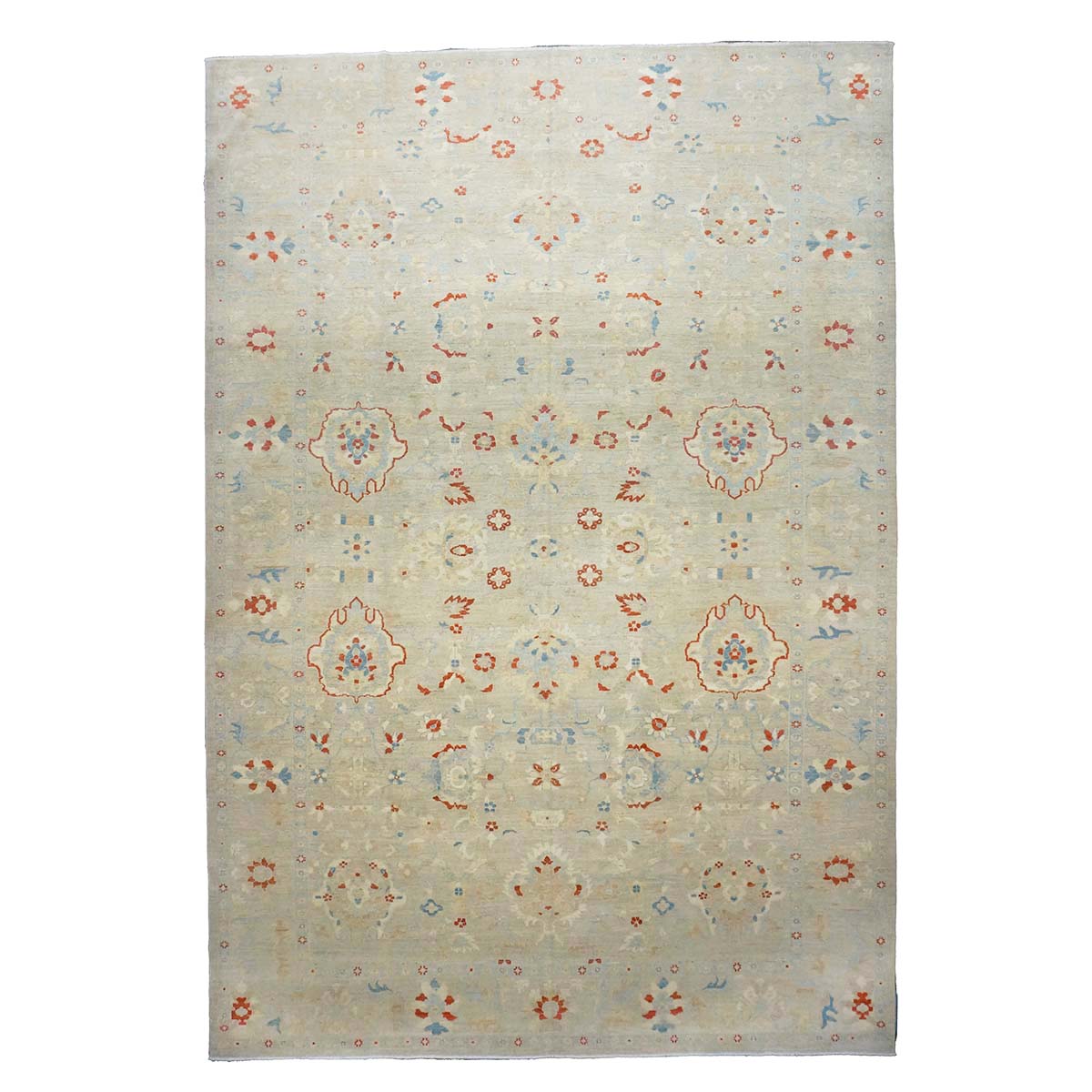 21st Century Sultanabad Master 12x17 Ivory, Red, & Blue Handmade Area Rug #1143967 image 0
