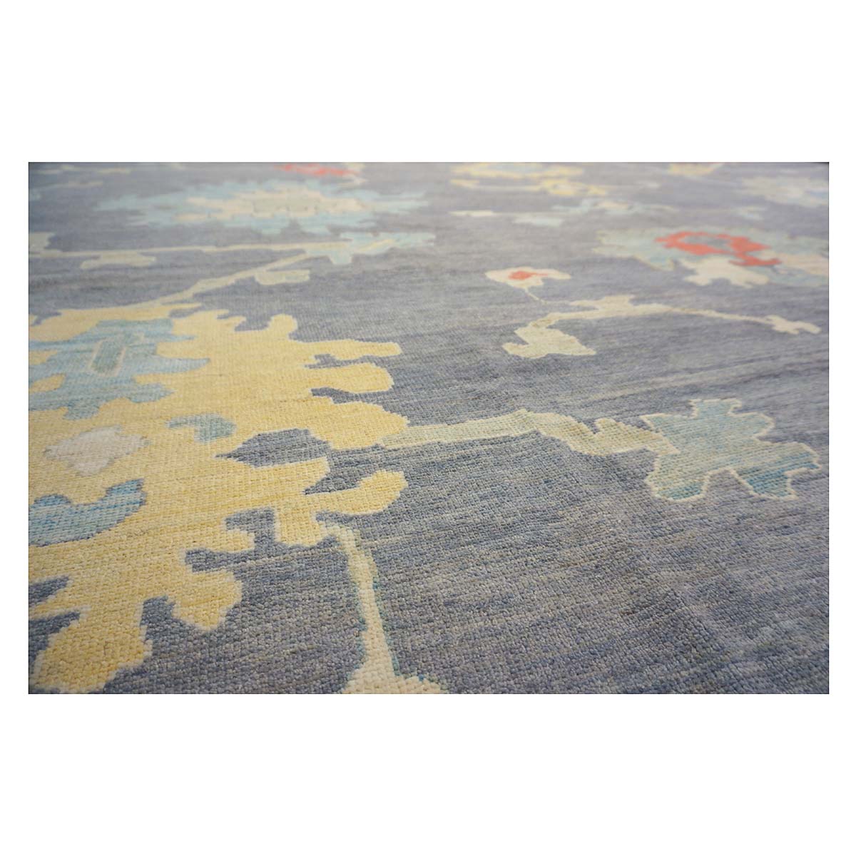 21st Century Turkish Oushak 12X16 Ivory, Orange & Slate Blue Handmade Runner Rug #1144179 image 5