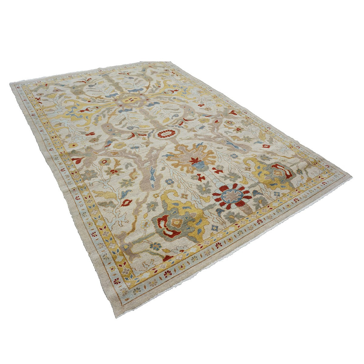 21st Century Sultanabad 6x9 Ivory & Gold  Handmade Area Rug #9902774 image 2