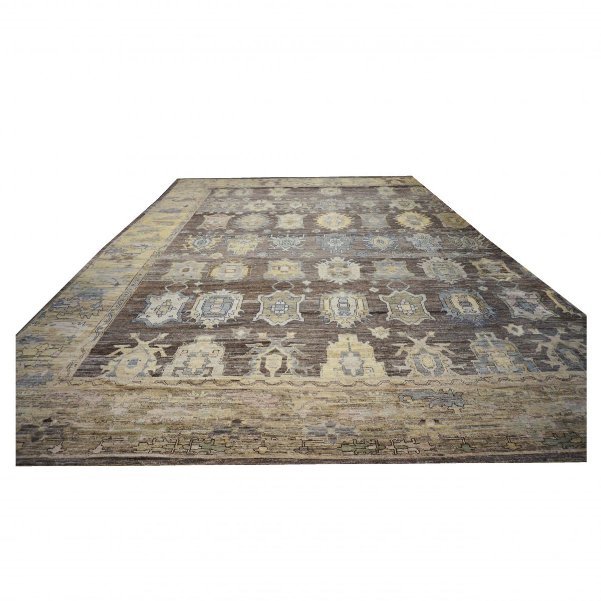 21st Century Large Square Turkish Oushak 19x20 Brown & Gold Handmade Area Rug #1144068 image 7