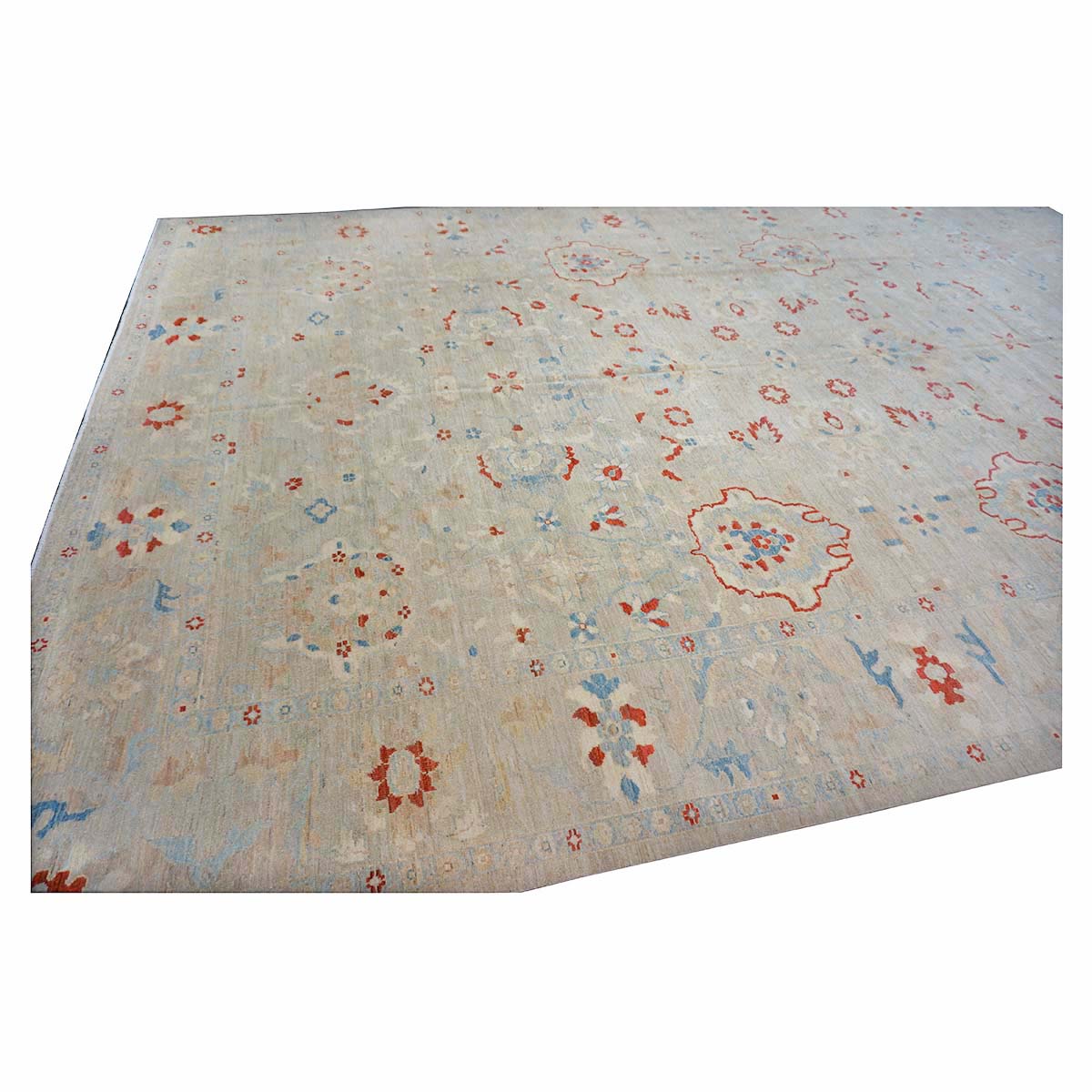 21st Century Sultanabad Master 12x17 Ivory, Red, & Blue Handmade Area Rug #1143967 image 4