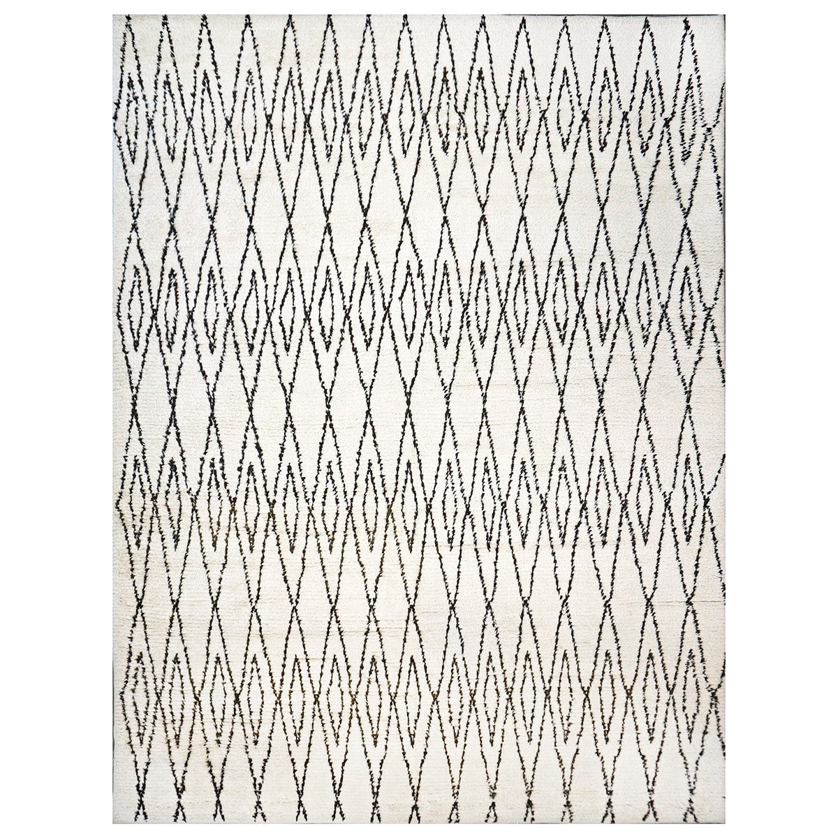 Vintage Beni Ourain Modern Morrocan 12x18 Ivory & Dark Brown Handmade Area Rug #AY101 image 0
