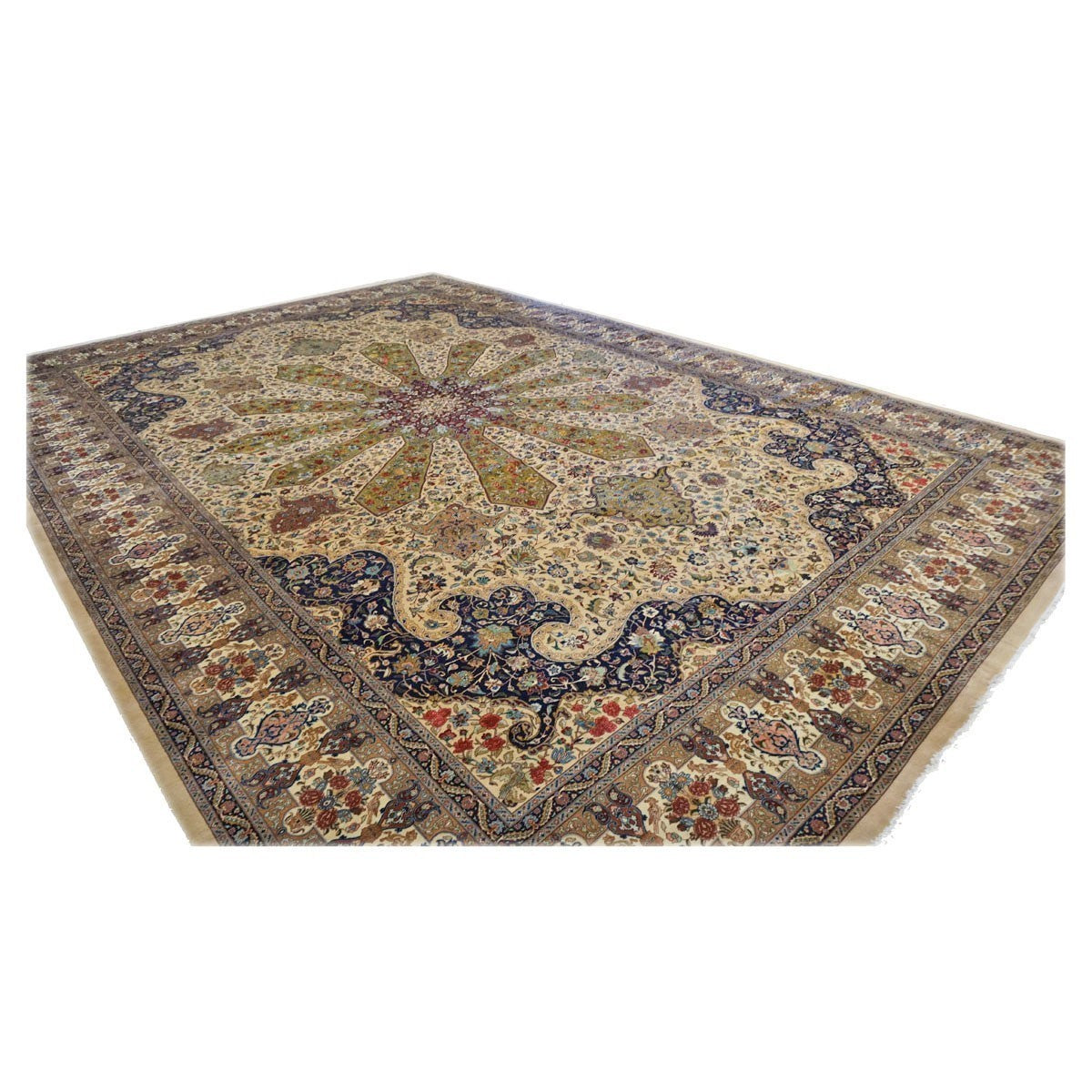 Antique Persian Tabriz 13X19 Ivory Palace Rug #1140645 image 4