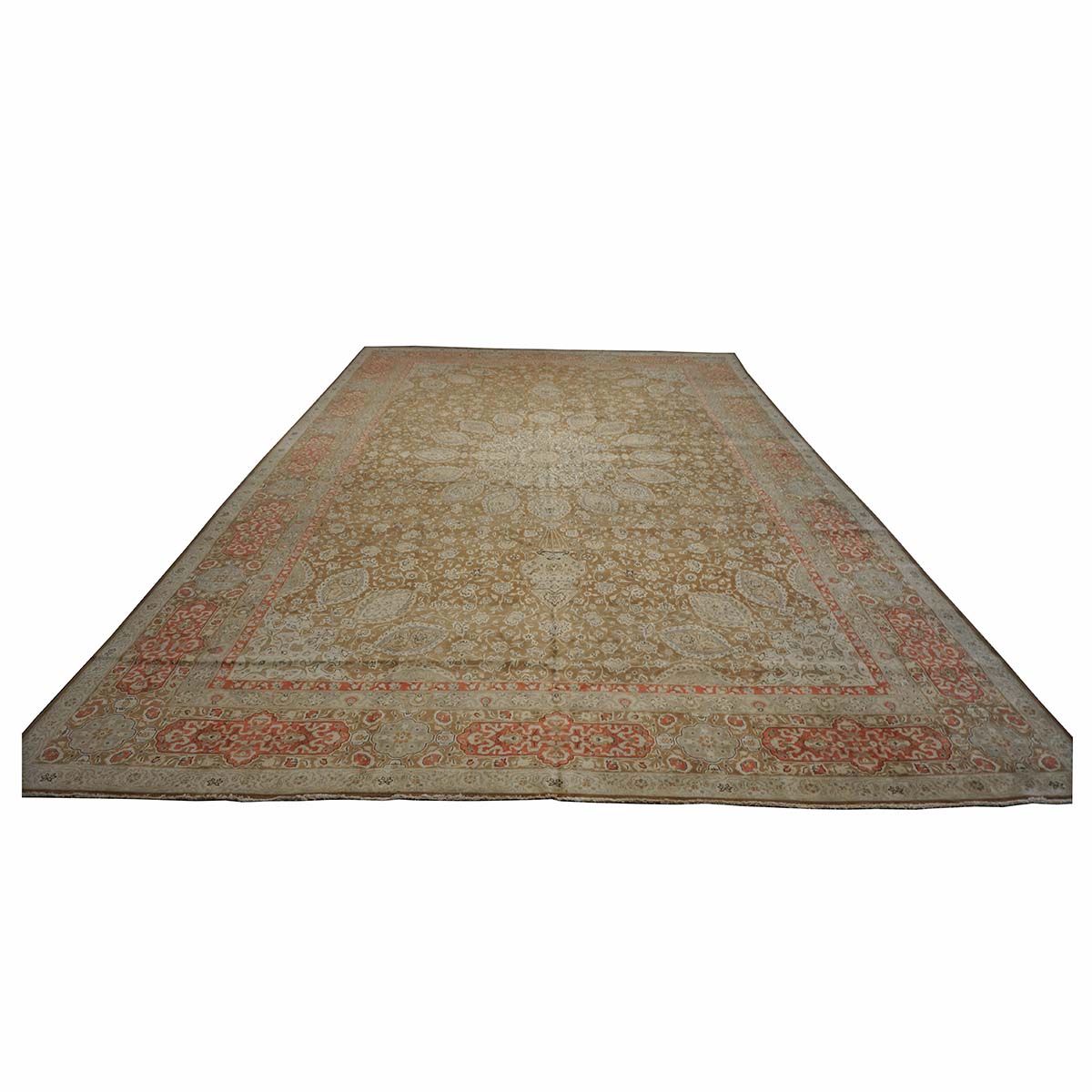 Antique Persian Tabriz 13X20 Brown & Salmon Oversized Area Rug #9902107 image 1