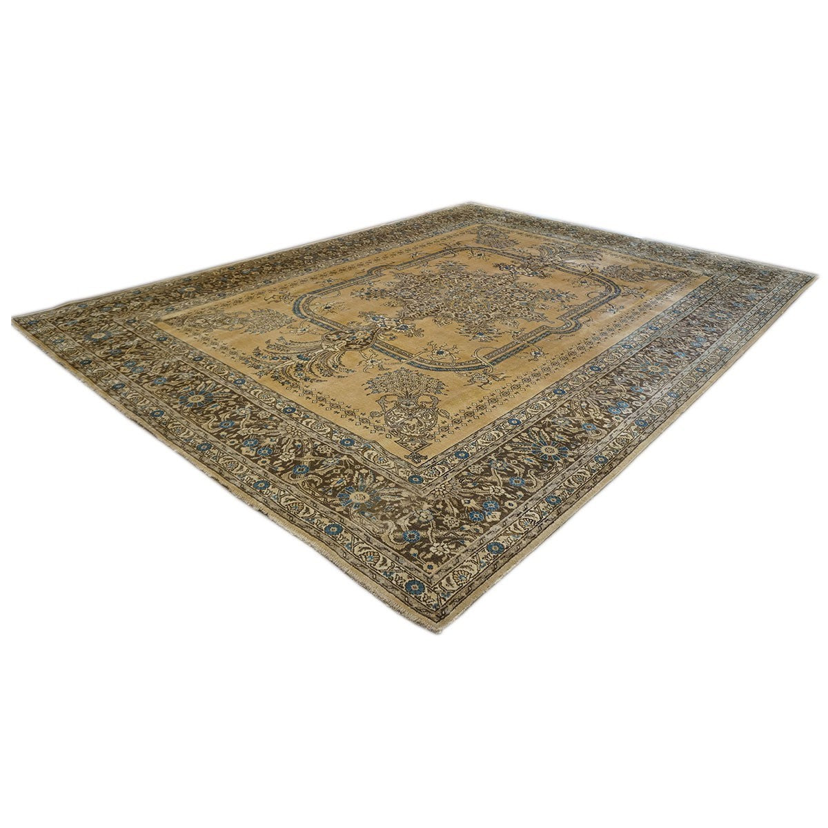 Vinatge Persian Tabriz 9X12 Tan Area Rug #9902951 image 4