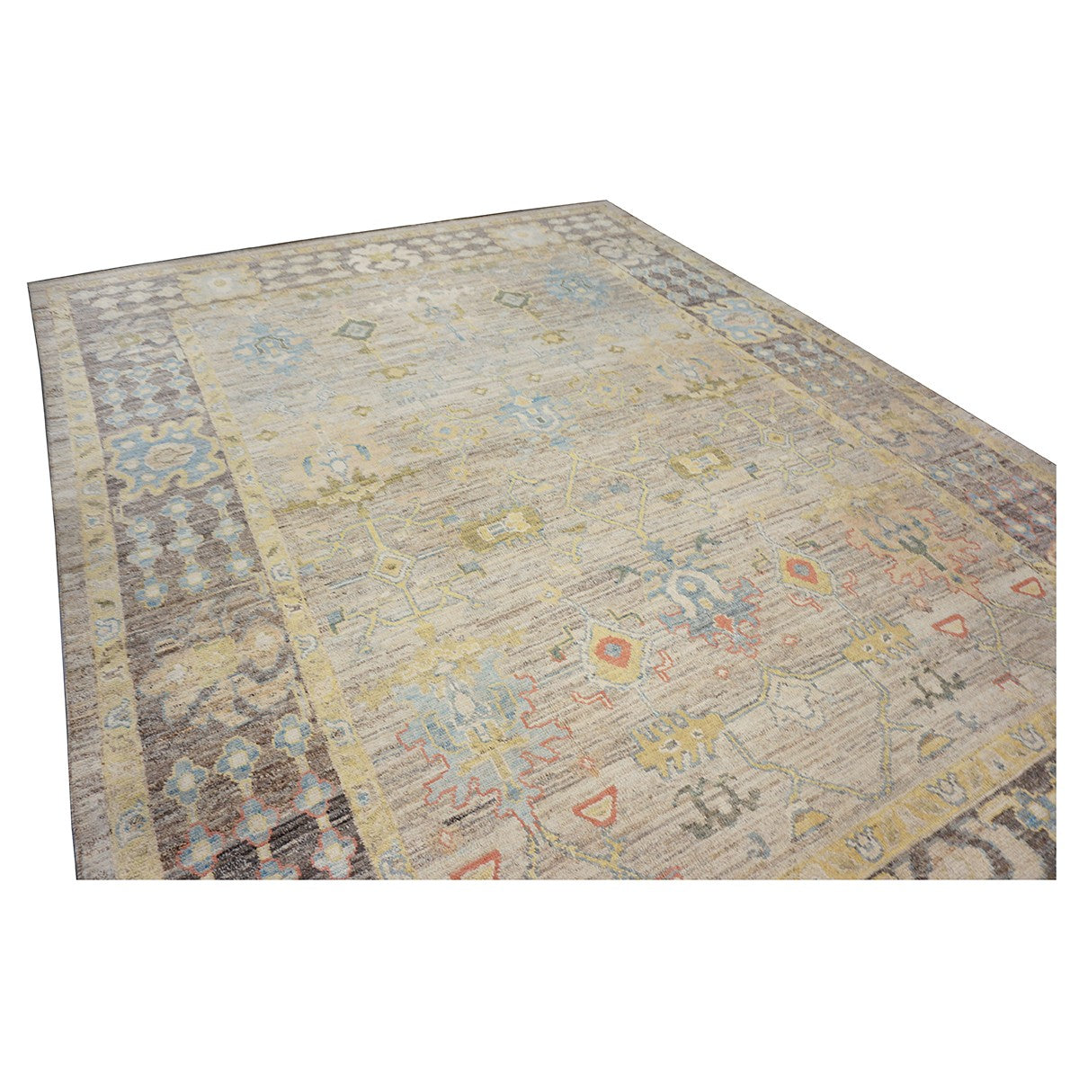 21st Century Turkish Oushak 10X14 Ivory, Slate Blue& Khaki Handmade Area Rug #1144095 image 10