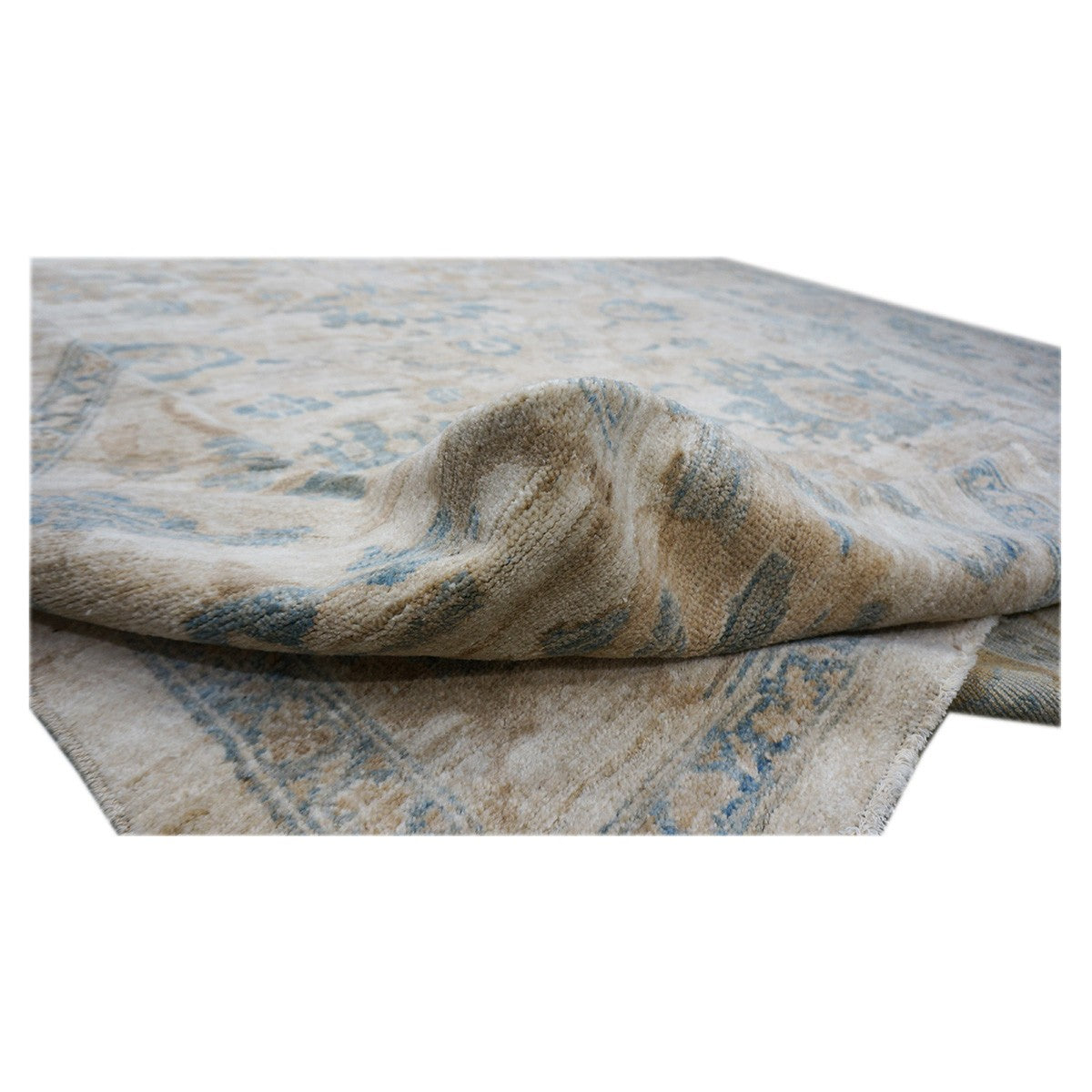 Persian Sultanabad 10X14 Ivory and Blue Handmade Persian Rug #1141091 image 5