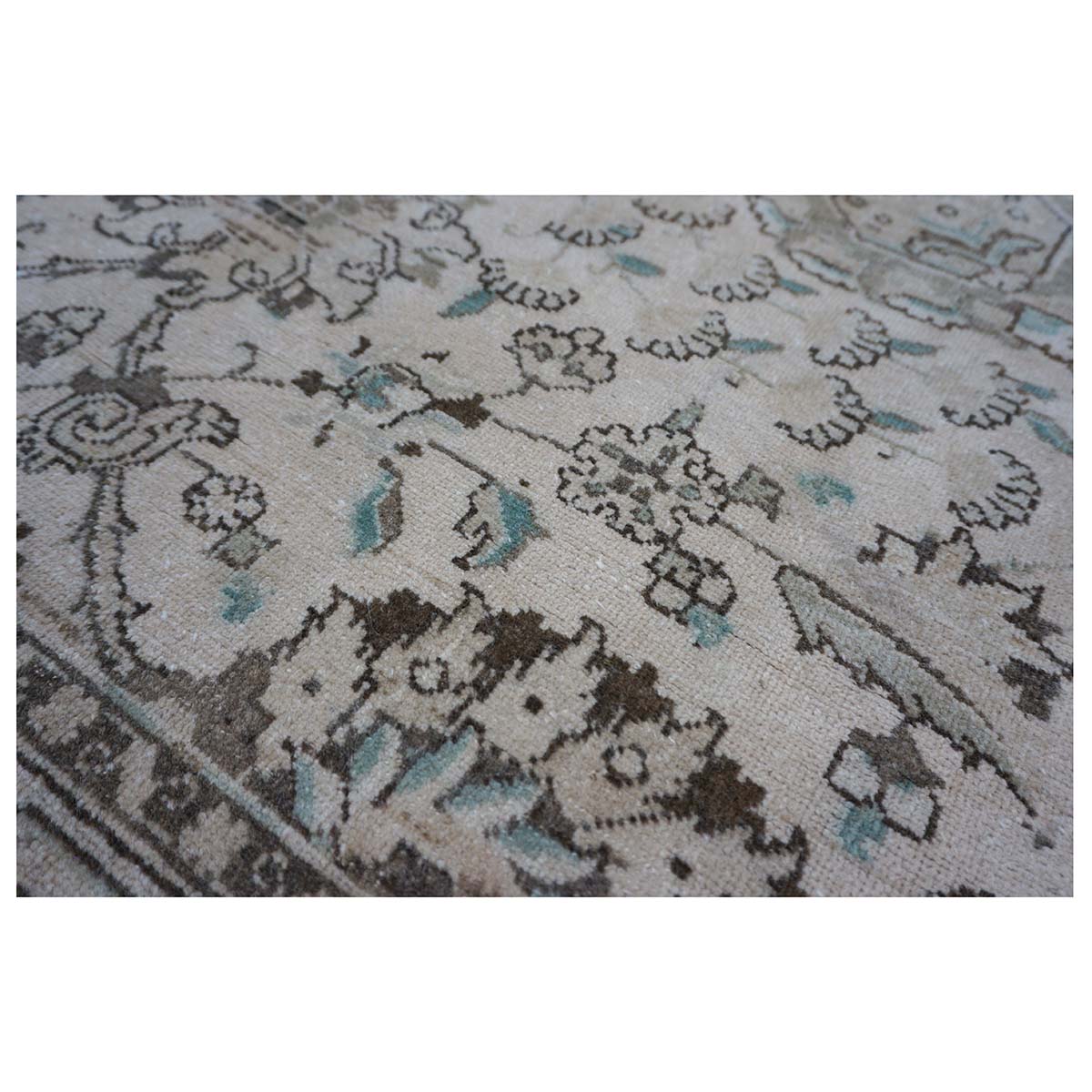 Antique Persian Tabriz 12X19 Bone & Grey Handmade Area Rug #1140574 image 14