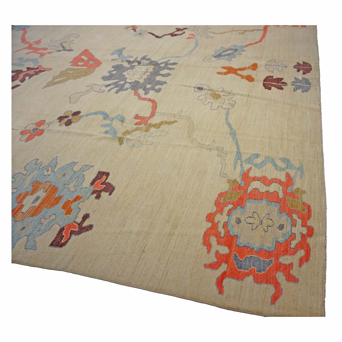 21st Century Turkish Oushak 12X16 Ivory, Orange & Slate Blue Handmade Runner Rug #1144180 image 2