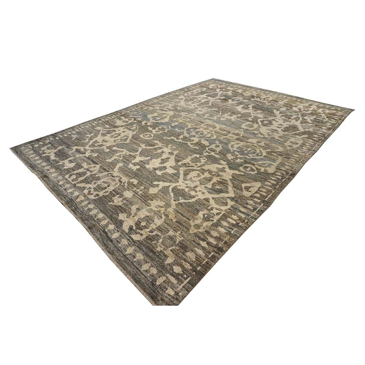 21st Century Turkish Oushak 8X12 Gray, Ivory & Charcoal  Handmade Area Rug #1144090 image 3