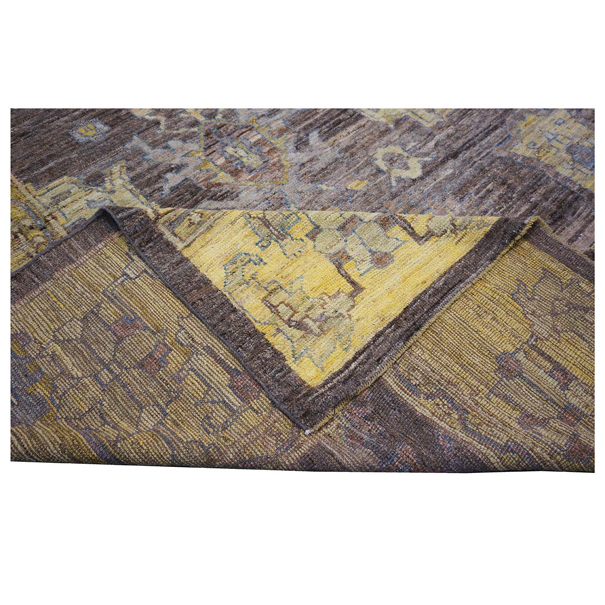 21st Century Large Square Turkish Oushak 19x20 Brown & Gold Handmade Area Rug #1144068 image 18