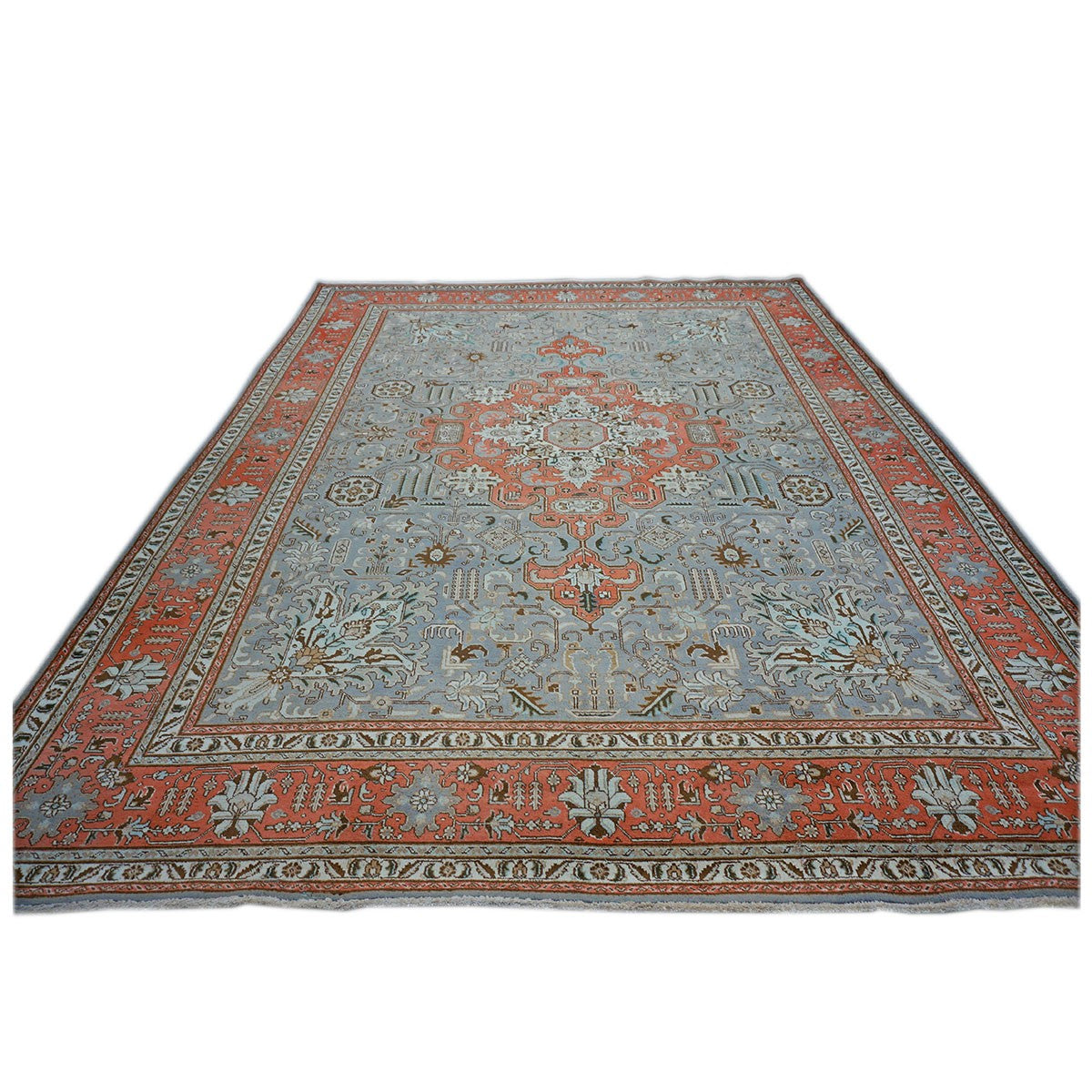 Antique Persian Tabriz 10X13 Grey & Orange Area Rug #9901239 image 4