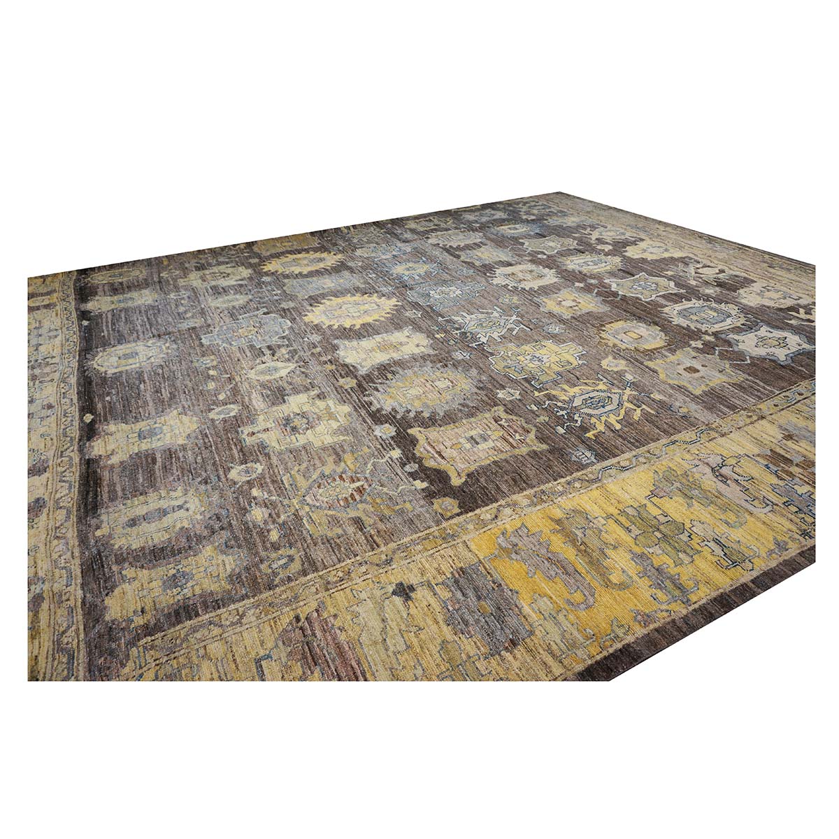21st Century Large Square Turkish Oushak 19x20 Brown & Gold Handmade Area Rug #1144068 image 1