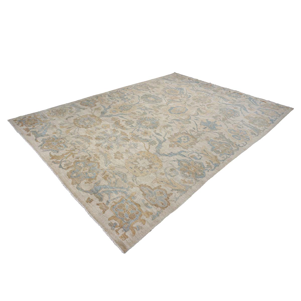 21st Century Persian Sultanabad 10x14 Ivory, Tan & Blue Handmade Area Rug #1141086 image 4