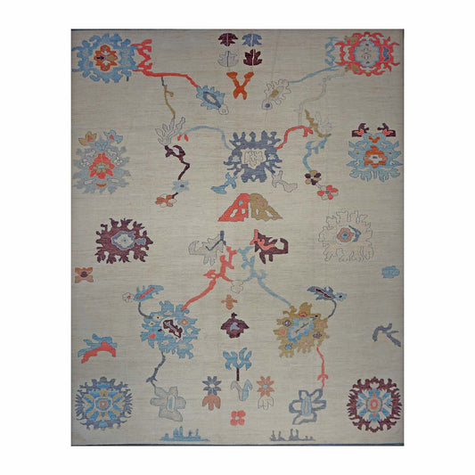 21st Century Turkish Oushak 12X16 Ivory, Orange & Slate Blue Handmade Runner Rug #1144180 image 0