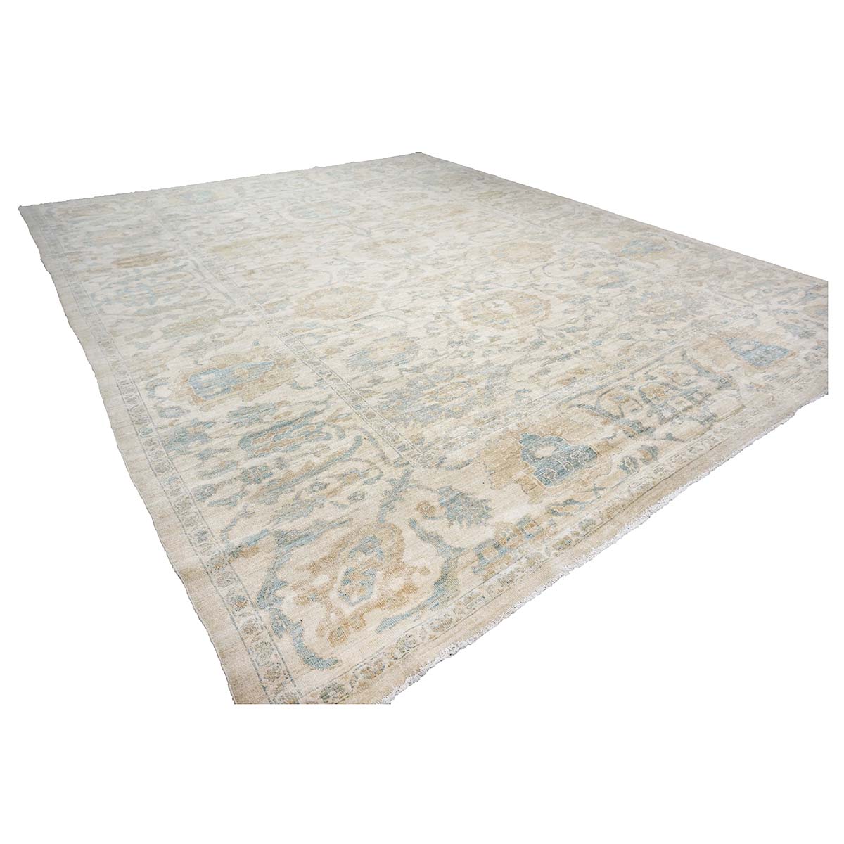 21st Century Persian Sultanabad 12x14 Ivory & Tan Handmade Area Rug #1142482 image 2