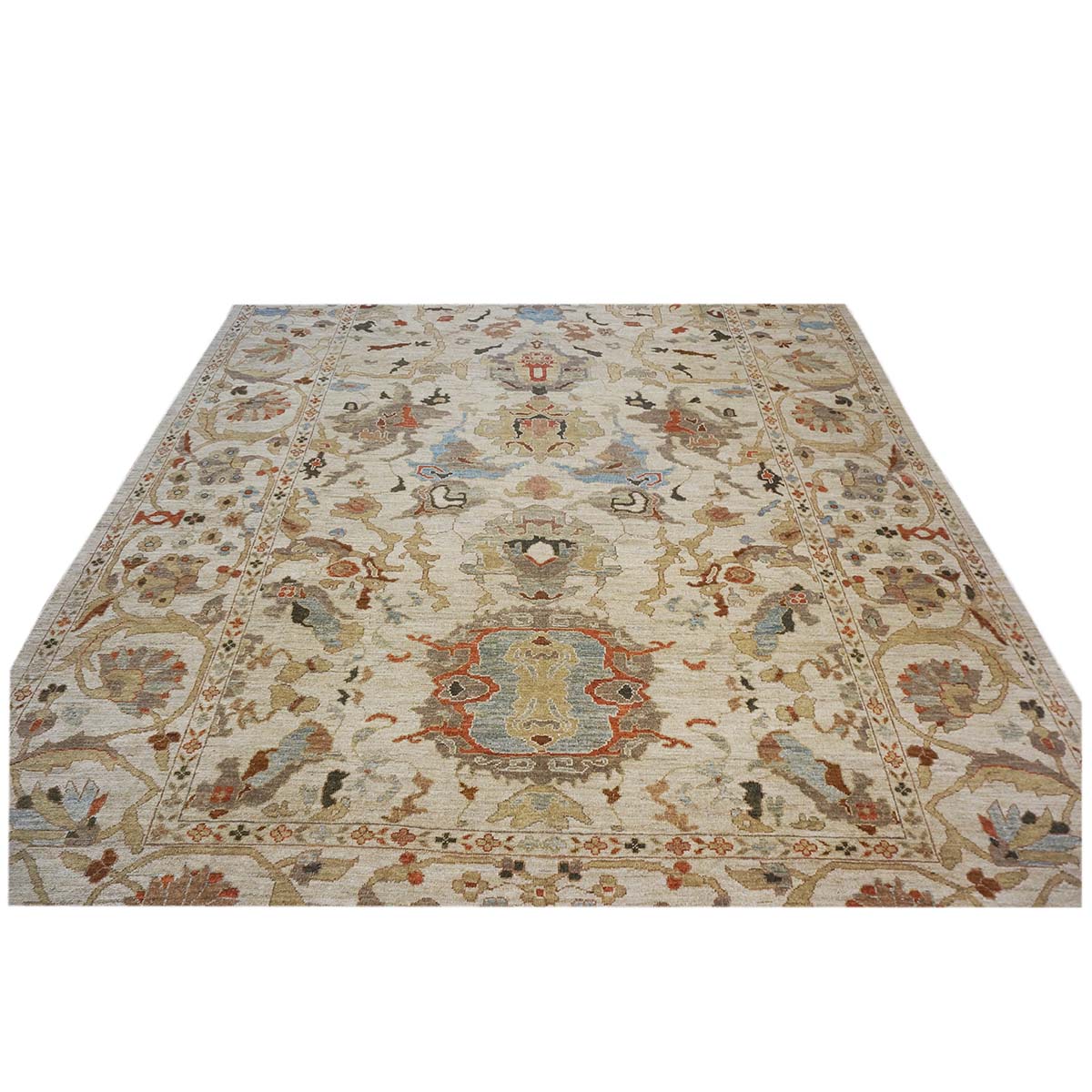 Persian Sultanabad 10x14 Ivory & Tan Area Rug #1142046 image 3