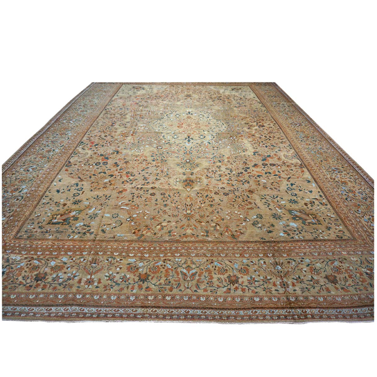 Antique Ziegler Sultanabad 15X21 Wool&Silk Tan Palace Size Rug #9902456 image 2