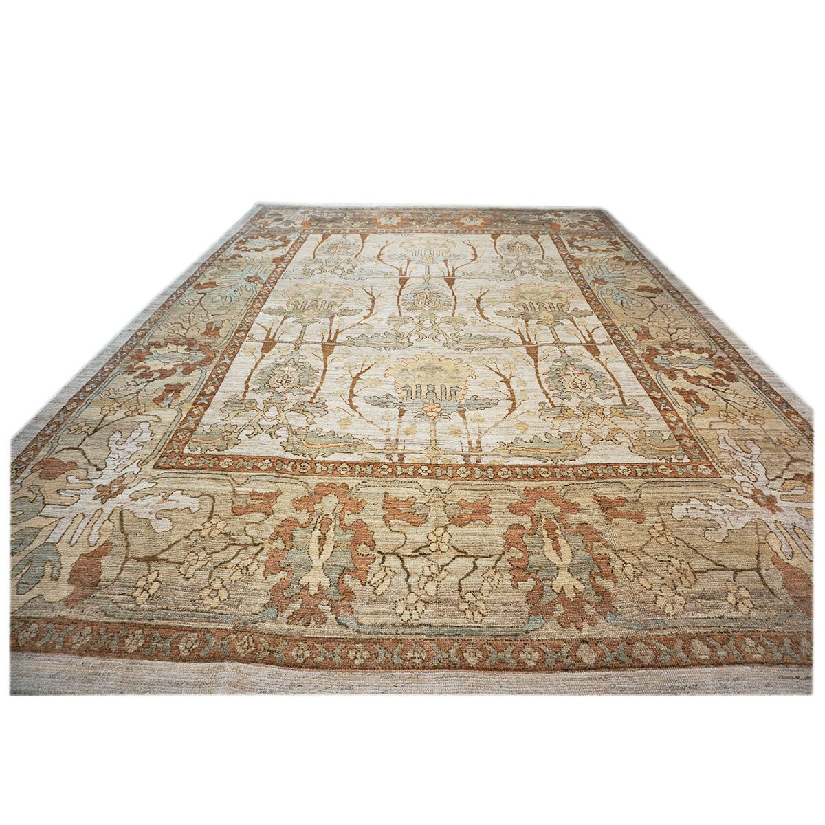 Turkish Oushak 13x18 Ivory, Tan, & Rust Handmade Area Rug #1140073 image 3