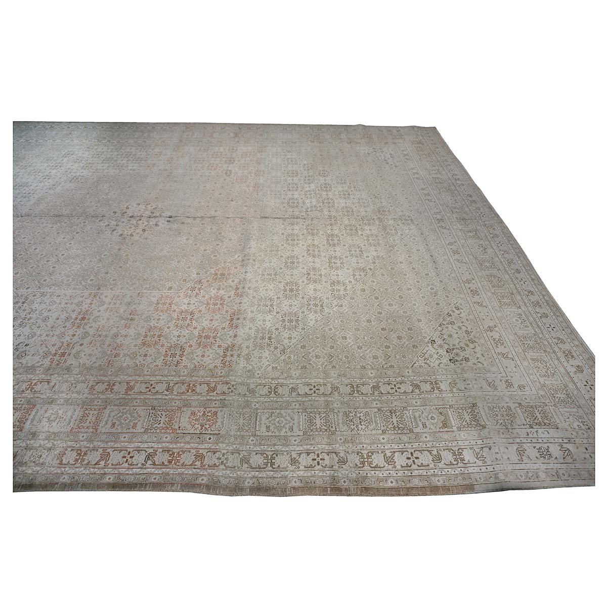 Antique Shabby Chic Persian Tabriz 13X18 Tan Area Rug #1142928 image 8