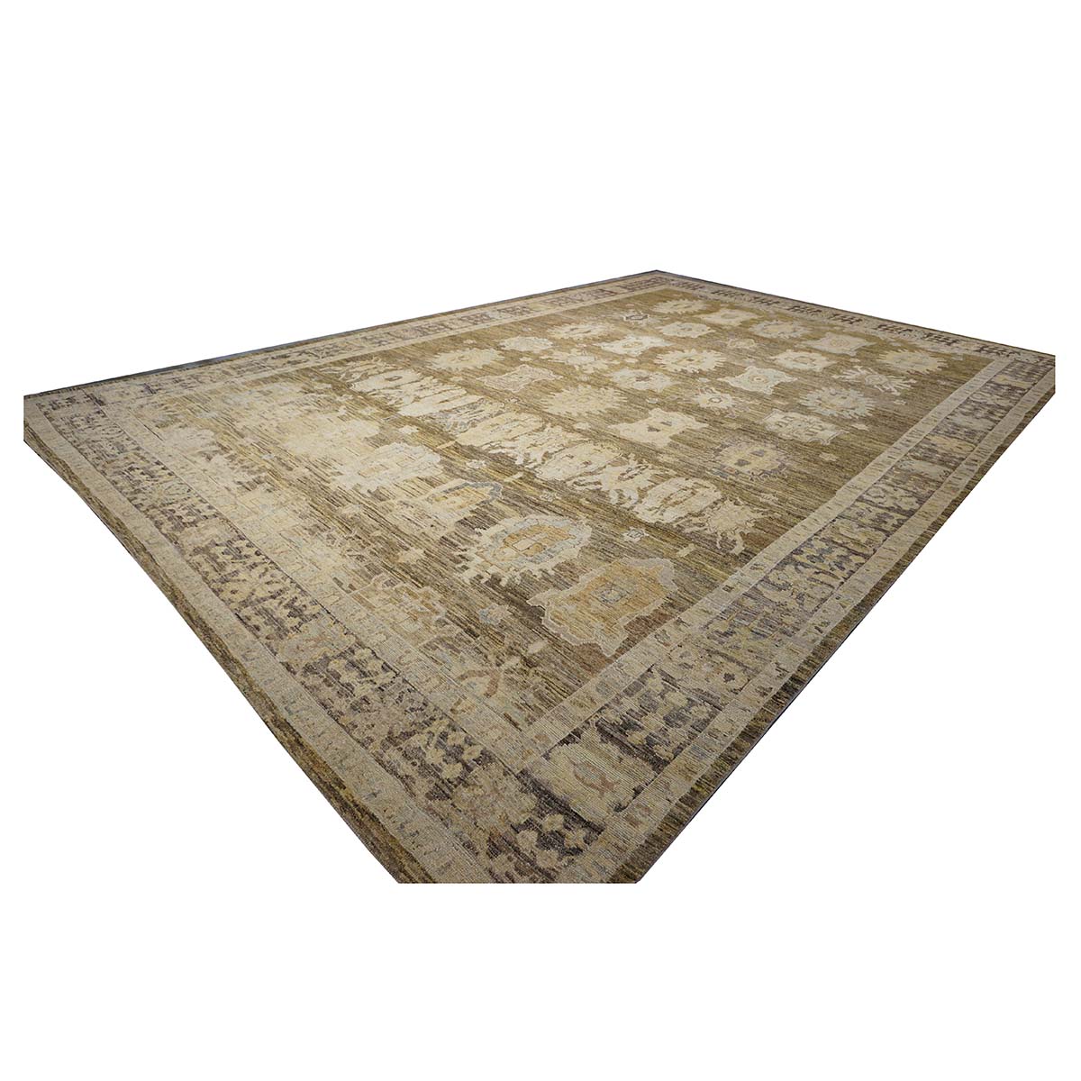 21st Century Turkish Oushak 15x23 Brown, Charcoal, & Ivory Handmade Oversized Rug #1144066 image 4