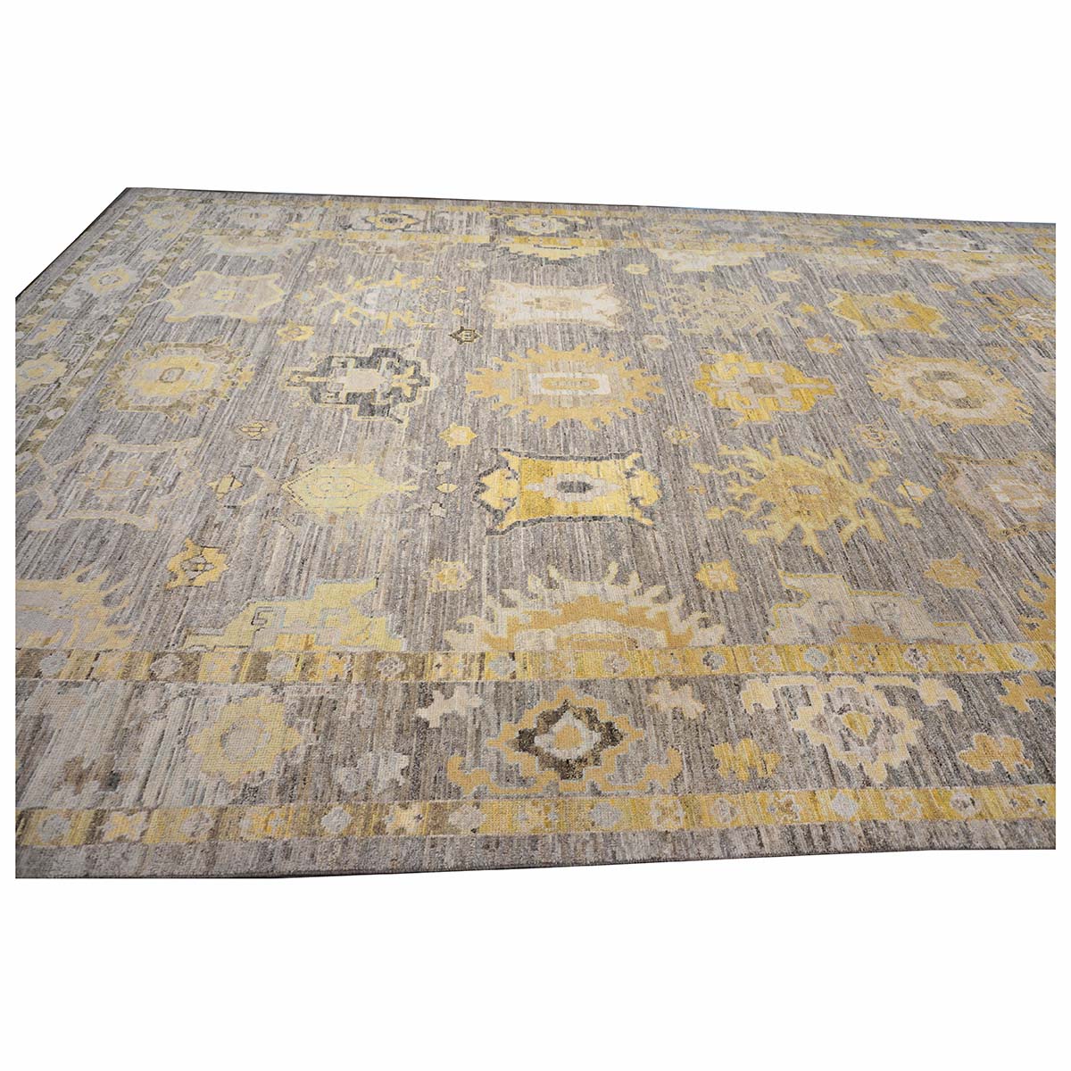 21st Century Turkish Oushak 10X16 Gold, Ivory & Gray Handmade Area Rug #1144099 image 3