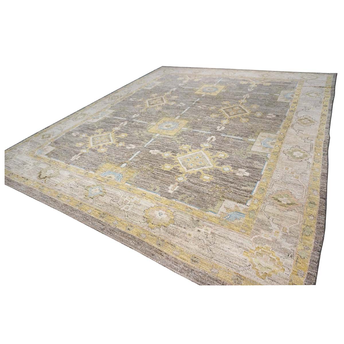 Turkish Oushak 10x13 Taupe, Ivory, & Yellow Handmade Area Rug #1144067 image 2