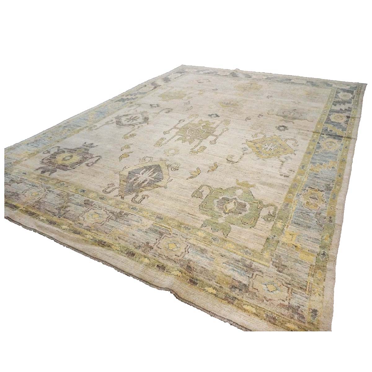21st Century Turkish Oushak 9X13 Gold, Gray & Ivory Handmade Area Rug #1144138 image 1
