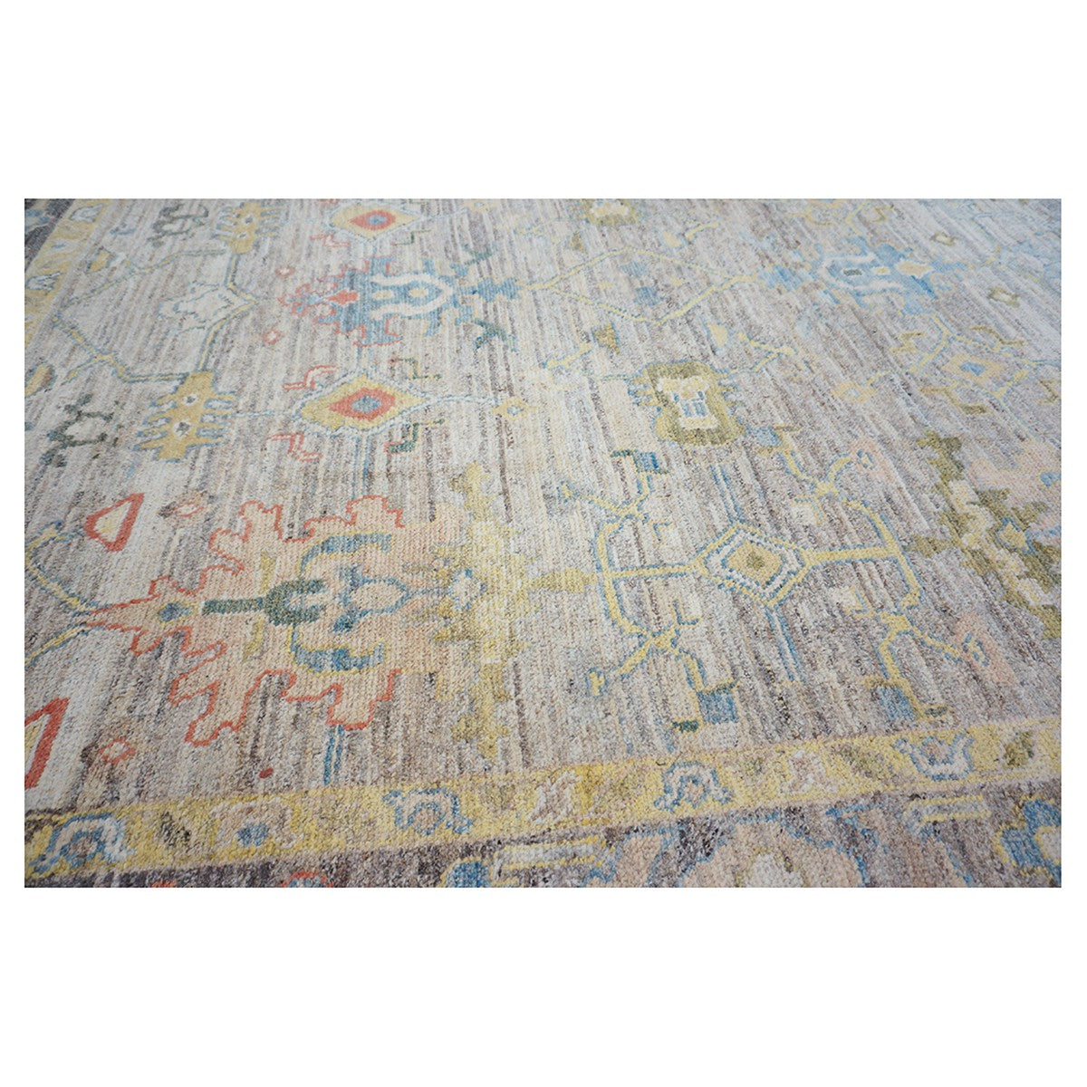21st Century Turkish Oushak 10X14 Ivory, Slate Blue& Khaki Handmade Area Rug #1144095 image 5