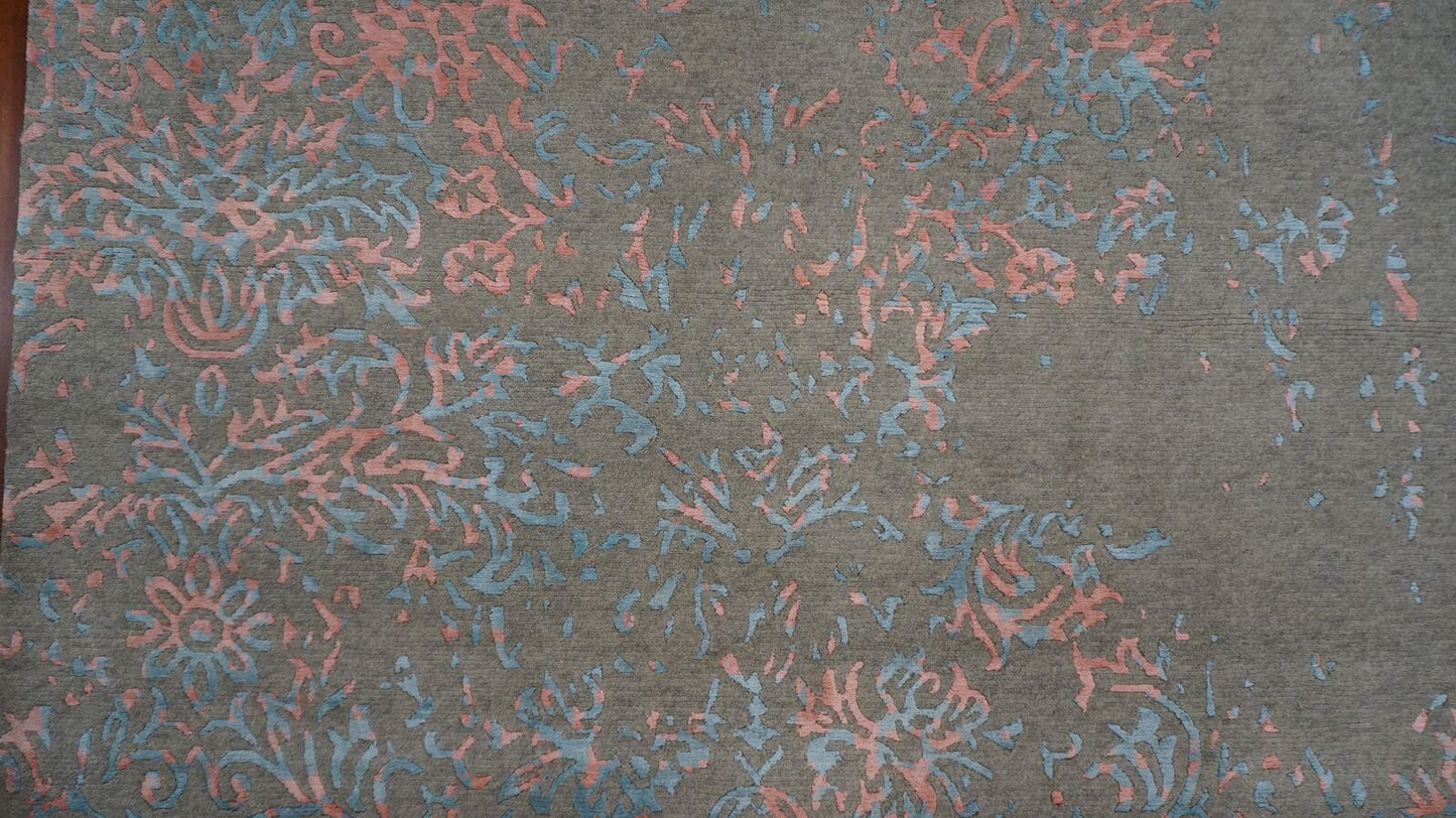 Area Rugs: #9902314 Modern Wool and Silk 6 x 8 Indo Nepal Grey Rug image 1