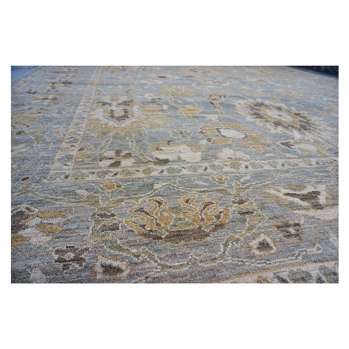 Oversized Persian Sultanabad Master 12x18 Blue, Grey, & Tan Handmade Area Rug #1143042 image 12