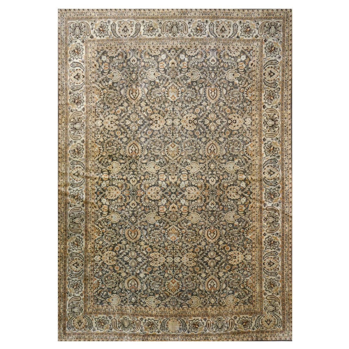 Antique Persian Semnan 9X12 Tan Area Rug #1142821 image 0