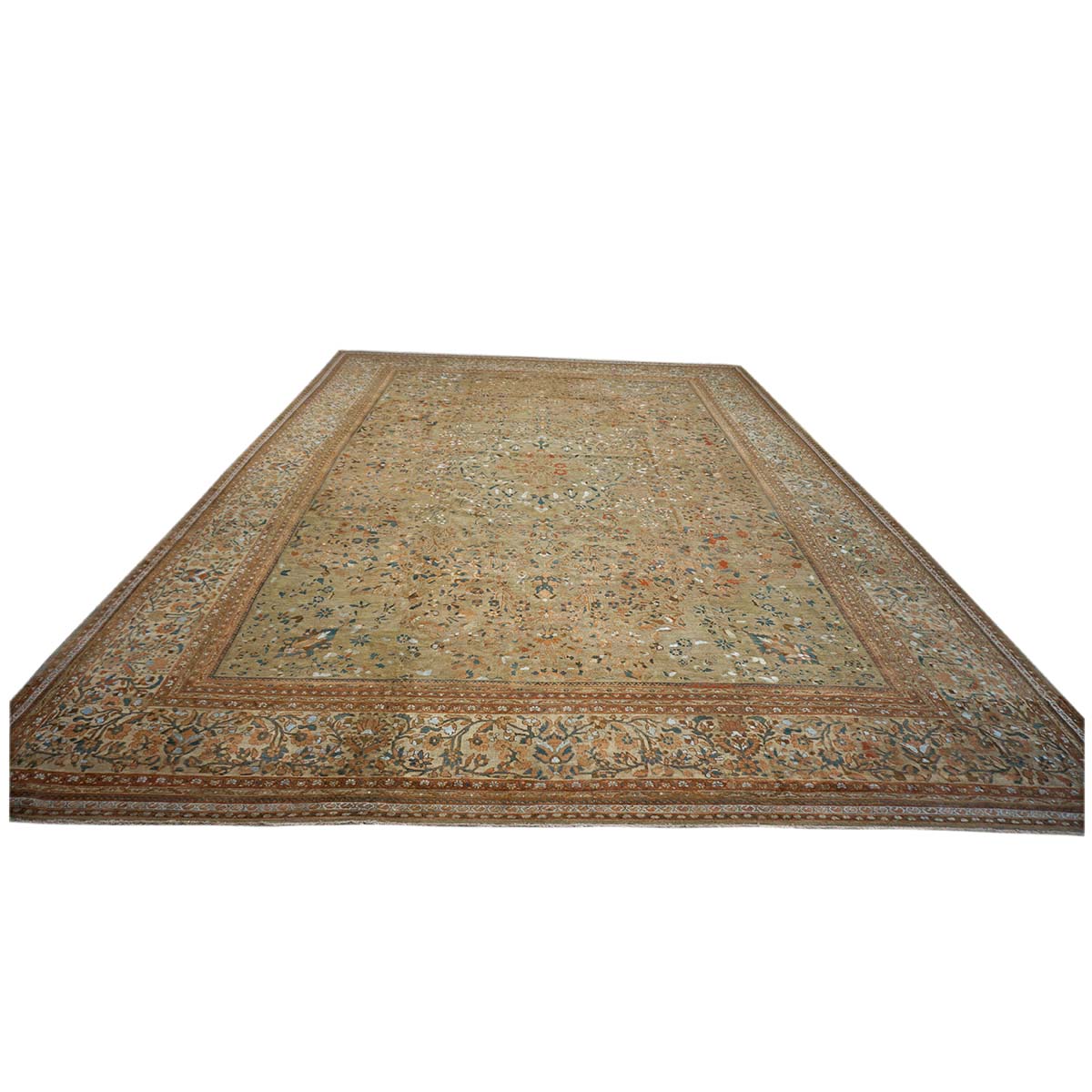 Antique Ziegler Sultanabad 15X21 Wool&Silk Tan Palace Size Rug #9902456 image 4