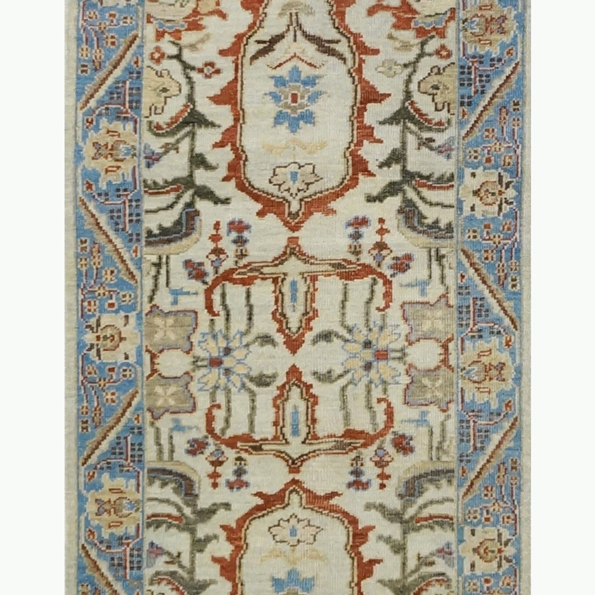 Sultanabad Master 3x14 Slate, Blue, & Red Hall Runner #1143752 image 3