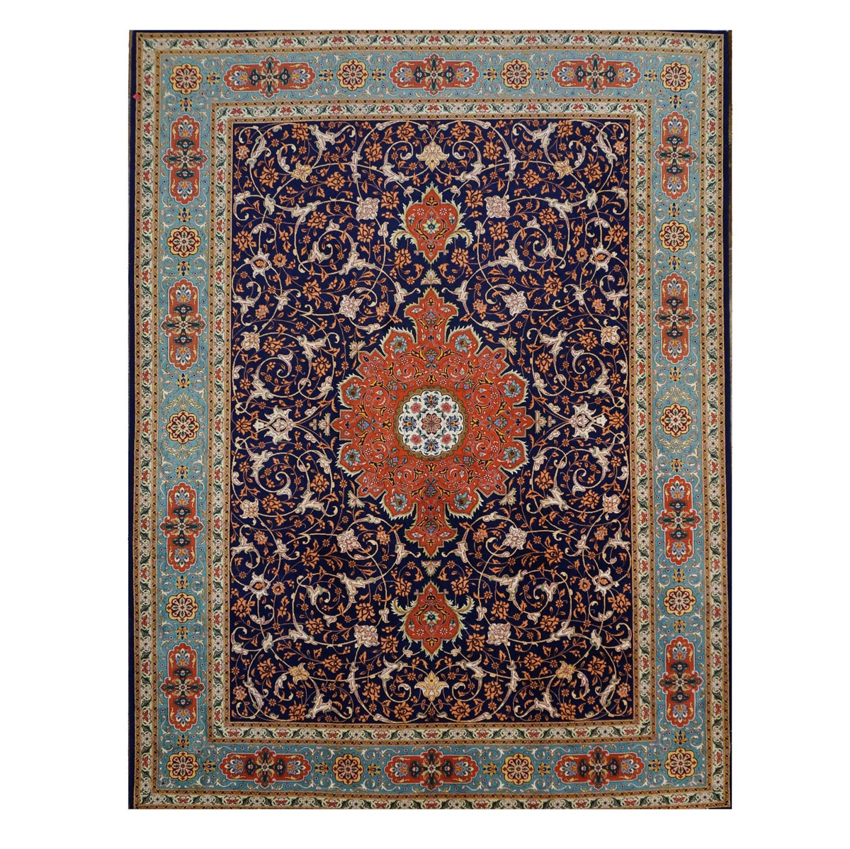 Vintage Persian Tabriz 10X13 Navy Area Rug #9902146 image 0