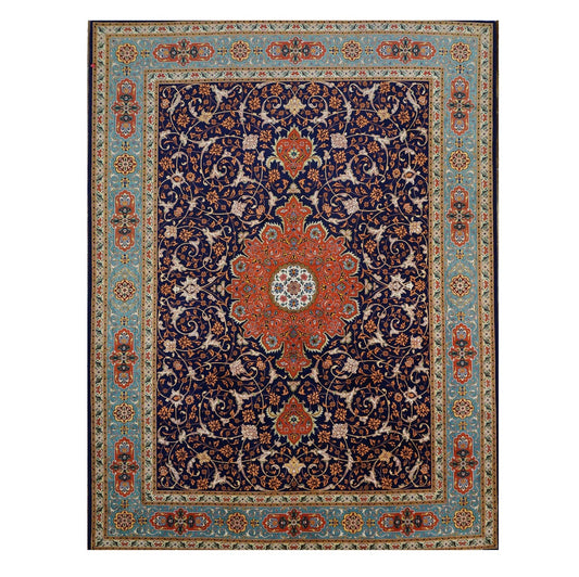 Vintage Persian Tabriz 10X13 Navy Area Rug #9902146 image 0