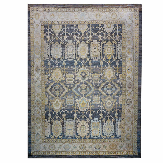 21st Century Turkish Oushak 15x20 Charcoal, Ivory & Olive Green Handmade Rug #1144070 image 0
