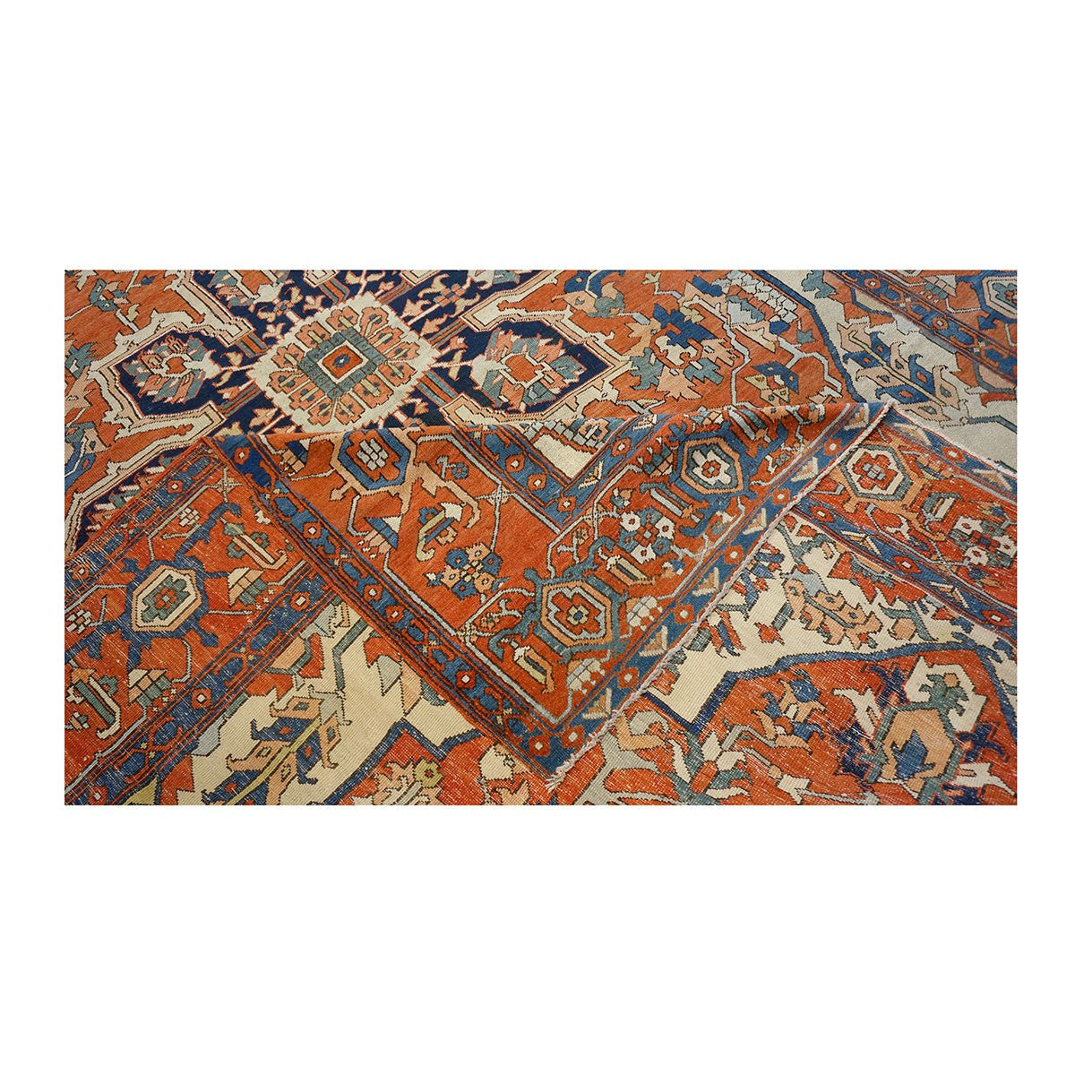 Antique Persian Serapi 10x15 Rust & Navy Handmade Area Rug #1140796 image 3
