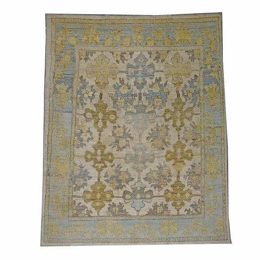 21st Century Turkish Oushak 9X12 Gold, Ivory & Slate Blue Handmade Area Rug #1144133 image 0