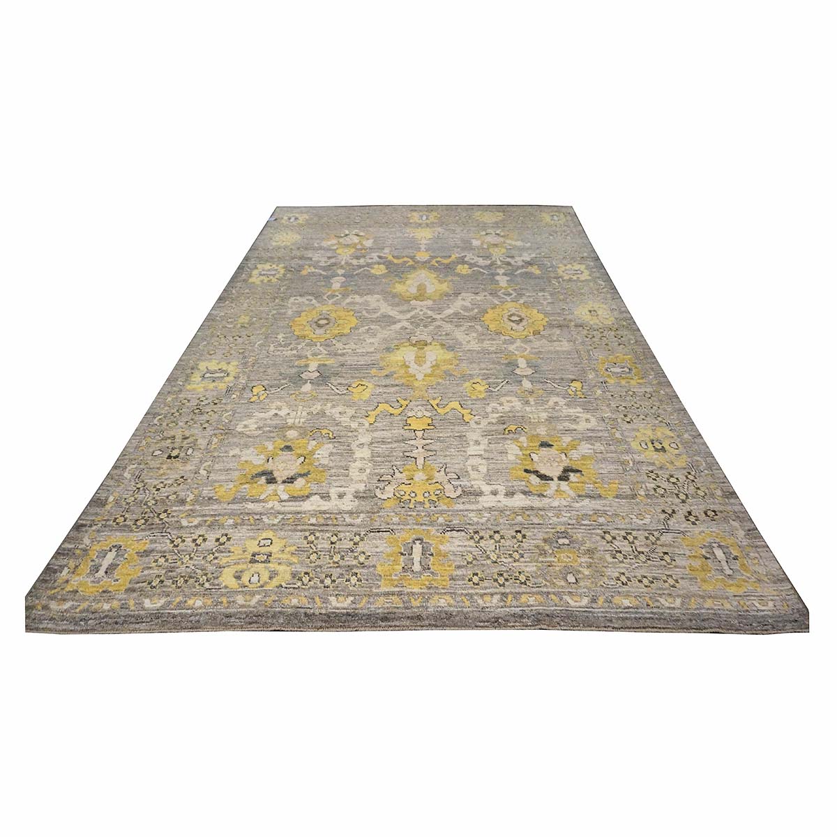 21st Century Turkish Oushak 9X13 Gold, Ivory & Gray Handmade Runner Rug #1144083 image 1