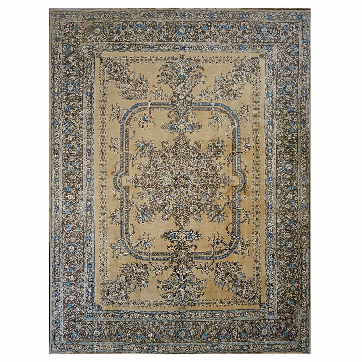 Vinatge Persian Tabriz 9X12 Tan Area Rug #9902951 image 0