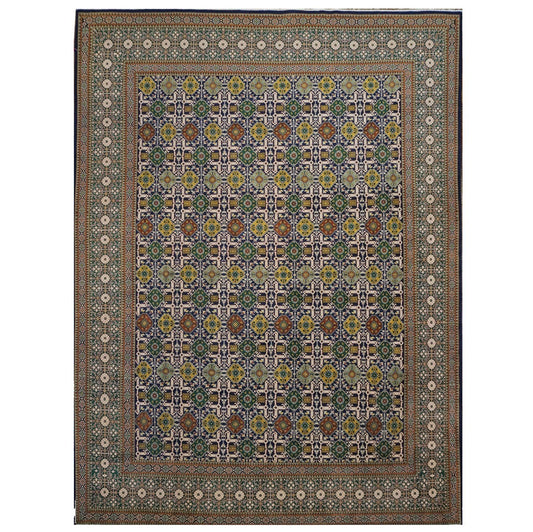 Vintage Persian Tabriz 10X14 Green Area Rug #9902346 image 0