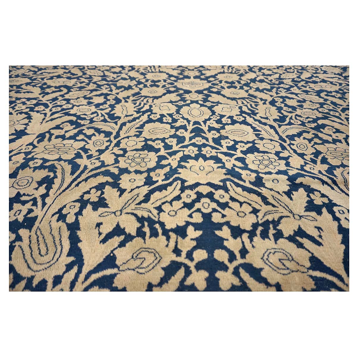 Indigo Blue Antique Persian Mohtasham Kashan circa 1880's 9X12 Area Rug #9902385 image 6